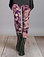 abordables -Femmes Slacks Leggings Streetwear Occasionnel Longueur complète Naturel Fleur Taille Élastique Imprimé Confortable Extérieur Extérieur Vacances Week-end Bleu marine Rose Vert foncé Fuchsia Automne