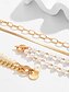 abordables Pulsera de mujer-Conjunto de pulsera de cadena de oro y perlas para mujer, joyería de moda con cierre de palanca, elegante estilo en capas para niñas y mujeres, ideal para fiestas, bodas, oficina y uso diario.