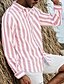 preiswerte Urlaub-Herren Hemd leinenhemd Sommerhemd Strandbekleidung Knopfhemd Hellrosa Schwarz Rosa Himmelblau Hell Gray Langarm Gestreift Kragen Urlaub Curise Bekleidung Baumwolle und Leinen Modisch Freizeit