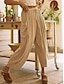abordables Pantalon uni en coton et lin-Femmes Pantalon en coton et lin Chinos Mode Basique Occasionnel Longueur complète Taille haute Uni Avec Poches Cordon de serrage Confort Extérieur Micro-Élastique Vacances Rue Quotidien Blanche Jaune