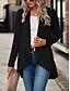 ieftine Palto și trenchuri-Pentru femei Sacou Respirabil Comfortabil Tiv neregulat Casual Simplu Vacanță Stradă Casual Purtare Zilnică Deschis frontal Regulat Șal  Guler Fit regulat Manșon Lung Îmbrăcăminte exterioară Negru