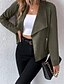 baratos Blazers e Fatos-Mulheres Jaqueta casual Confortável Zíper Moda Ao ar livre Tecido Para Noite Final de semana Abertura Frontal Padrão Aberto para a Lateral Normal Manga Longa agasalhos Preto Marron Verde Tropa Outono