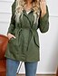 levne Trench Coaty-Dámské Trenčkot Zahřívací Pohodlné Zip Kapsy Módní Venkovní Bez vzoru Jdeme ven Víkend Zip Standardní Kapuce Běžný Dlouhý rukáv Svrchní oděvy Černá Bílá Armádní zelená Podzim Zima