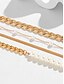 abordables Pulsera de mujer-Conjunto de pulsera de cadena de oro y perlas para mujer, joyería de moda con cierre de palanca, elegante estilo en capas para niñas y mujeres, ideal para fiestas, bodas, oficina y uso diario.