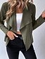 baratos Blazers e Fatos-Mulheres Jaqueta casual Confortável Zíper Moda Ao ar livre Tecido Para Noite Final de semana Abertura Frontal Padrão Aberto para a Lateral Normal Manga Longa agasalhos Preto Marron Verde Tropa Outono