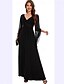 abordables Semi-formel / Cocktail-Robe de mère de la mariée en A élégante simple décolleté en V longueur de sol en chiffon à manches longues avec plis couleur unie