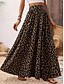 billige Grafiske nederdele-Dame Skjørte A-linje Mode Afslappet Maxi Høj Talje Nederdele Leopard Trykt mønster Mikroelastisk Gade Daglig Leopard Sommer Polyester