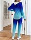 billige Sweatsuits for kvinner-Dame Aktiv Daglig Hattetrøje Joggedress Buksesett Langermet Med hette Blomstret Grafisk Gradert Snorer Trykt mønster utendørs Avslappet Blå Oransje Grønn Vår Normal