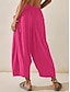 abordables Pantalon uni en coton et lin-Femmes Pantalon en coton et lin Chinos Mode Basique Occasionnel Longueur complète Taille haute Uni Avec Poches Cordon de serrage Confort Extérieur Micro-Élastique Vacances Rue Quotidien Blanche Jaune