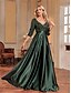 billige SVART-A-Line Quinceanera Kjoler Elegant Kjole Formell Bryllup Gulv Lengde Lang Erme V Utringning Polyester med Paljetter
