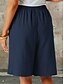 abordables Bermudas-Mujer Chinos Pantalón corto Moda Ropa de calle Básico Longitud de la rodilla Alta cintura Plano Bolsillo Cintura elástica Confortable Suave Cómodo Microelástico Exterior Calle Gris oscuro Azul