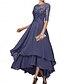 preiswerte Teelänge-A-Linie Brautmutterkleid Elegant Einfach U-Boot-Ausschnitt Asymmetrisch Polyester Halbarm mit Einfarbig 2025