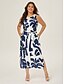 abordables robe décontractée imprimée-Femme Robe casual Robe ample Noir Blanche Sans Manches Botanique Floral Imprimer Ample Printemps été Tour Casual Quotidien Décontractées Vacances S M L
