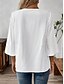billige Lace Toppe-Dame Blondeskjorte Helfarve Stilfuld Afslappet 3/4-ærmer V-hals Almindelige toppe Daglig Blonder Patchwork Hvid Rød Blå Guld Sommer Forår