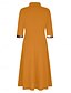 abordables Vestidos a Rayas y Geométricos-Mujer Vestido Midi Vestido de una línea Casual Exterior Noche Estándar Plaid Manga 3/4 Cuello Vuelto Negro Vino Morado Naranja Verano Otoño