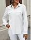 voordelige Overhemden-Dames Katoenen linnen overhemden Effen Kleur Elegant Stijlvol Basic Lange mouw Overhemdkraag Normale tops Dagelijks Knop Zak Zwart Wit Blozend Roze blauw Zomer