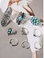 abordables Bagues pour femmes-Ensemble de bagues bohèmes vintage turquoise pour femme – 9 bagues midi réglables en argent antique pour les festivals gitans, les tenues de plage et les styles décontractés