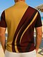 voordelige Hawaiiaanse polo voor heren-Voor heren Polo Vakantie Casual / Dagelijks Revers Korte mouw Hawaii Vrije tijd Meetkundig Lijn Vetoketju Zomer blauw Goud Polo