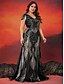 cheap BLUE-A-Line Plus Size Dresses Elegant Curve Dress Formal Wedding Floor Length Short Sleeve V Neck Sequined with Sequin 2025