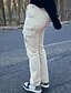 billiga lastbyxor för kvinnor-Dam Militärbyxor Byxor Mode Streetwear Fullängd Naturlig Solid färg Ficka Bekväm Microelastisk Sport &amp; Utomhus Dagliga kläder Svart Kaki Mörkgrå Beige Vår Höst Normal