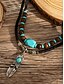 billige Mænds smykker-Vintage herrehalskæde med fjervedhæng og turkise perler – lædersmykker i tribalstil til festivaler, rejser og hverdagsbrug