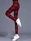 cheap Graphic Leggings-Women&#039;s Tights Leggings Streetwear Casual Full Length High Waist Plaid Elastic Waist Breathability Stretchy Vacation Street Daily Wear Magenta Dark red Wine Black Fall Regular Fit