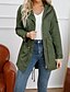 levne Trench Coaty-Dámské Trenčkot Zahřívací Pohodlné Zip Kapsy Módní Venkovní Bez vzoru Jdeme ven Víkend Zip Standardní Kapuce Běžný Dlouhý rukáv Svrchní oděvy Černá Bílá Armádní zelená Podzim Zima