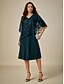 voordelige Eenvoudige jurk-Dames Theelengte Formele jurk A lijn jurk Capejurk Elegant Bruiloft Bruiloft gast Cocktailparty Normale pasvorm Effen Halve mouw V-hals Donkergroen Zomer Lente Herfst