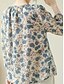 abordables Camisas-Mujer Camisas de algodón y lino Floral Básico Casual Manga 3/4 Cuello Barco Tops regulares Diario Estampado Azul Piscina Verano