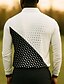 tanie Męska koszulka polo do golfa-Męskie Geometryczny Golf Koszulki sportowe polo Długi rękaw Koszulki polo Koszule z kołnierzykiem Biznesowy swobodny Biznes Athleisure Dzienne zużycie Guziki Kieszeń Druk 3D Wiosna Jesień Zima Biały