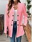 abordables Blazers et Costumes-Femmes Blazer Confortable Respirant Boutons Occasionnel Uni Bureau Rue Occasionnel Tenue quotidienne Simple Boutonnage Régulier Col montant Coupe régulière manche longue Vêtements d&#039;extérieur Noir