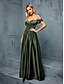 ieftine Semi-formal / Cocktail-Rochii A-Line quinceanera rochie elegantă formală de nuntă lungă pe jos fără mâneci fără bretele din satin fără spate cu pliseuri