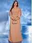 voordelige BLAUW-A-Lijn Plus Size Jurken Elegante Curve Jurk Formele Bruiloft Vloerlengte Lange Mouw V Hals Chiffon Met Pailletten