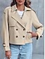 abordables Abrigos &amp; Trench-Mujer Chaqueta casual Cómodo Transpirable Cremallera Bolsillo Moda Casual Plano Vacaciones Calle Casual Ropa Cotidiana Botonadura Simple Corto Cuello Vuelto Ajuste regular Manga Larga Ropa de calle
