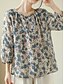 abordables Camisas-Mujer Camisas de algodón y lino Floral Básico Casual Manga 3/4 Cuello Barco Tops regulares Diario Estampado Azul Piscina Verano