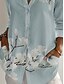 voordelige Bloemen Blouses-Dames Overhemd Knop Afdrukken Bloemig Actief Dagelijks Stijlvol Lange mouw Overhemdkraag Normale tops Dagelijks Feestdagen blauw Lente Herfst