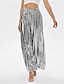 abordables pantalones de fiesta para mujer-Mujer Pantalones Pantalones palazzo Moda Ropa de calle Longitud total Alta cintura Plano Cintura elástica Transpirabilidad Cómodo Microelástico Fiesta Noche Plata Negro Dorado Primavera Otoño Ajuste