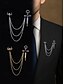 cheap Halloween Accessories-Men&#039;s Gothic Skull and Dagger Chain Brooch – Vintage Winged Skull Lapel Pin with Rhinestones for Halloween Party, Cosplay and Retro Fashion