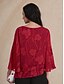 voordelige Elegante topjes-Dames Kanten overhemd Blouse Geklede topjes Chiffon-topjes Effen Kleur Bloemig Elegant Stijlvol Casual Halve mouw Flutter mouw Boothals Normale tops Bruiloft gast Werk Dagelijks Asymetrische zoom Wijn