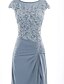 ieftine Lungimea ceaiului-Rochie sirenă  trompetă pentru mama miresei elegantă simplă decolteu rotund lungime până la gleznă din chiffon cu mânecă scurtă și culoare solidă