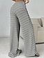 abordables Pantalon droit-Femmes Slacks Pantalons Streetwear Occasionnel Longueur complète Naturel Rayé Conception à cordon élastique Confortable Extérieur Extérieur Vacances Fête Brun / Blanc blanc / bleu Noir et blanc Noir