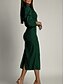 abordables Robe Simple-Femmes Robe Midi Robe moulante Robes semi-formelles Bureau Coupe régulière Uni manche longue Col en V Noir Vert Été