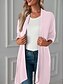 voordelige Jassen &amp; Trenchcoats-Dames Vrijetijdsjas Ademend Comfortabel Extra groot Casual Effen Vakantie Straat Casual Alledaagse kleding Open voorzijde Lang Zonder Kraag Normale pasvorm 3/4 mouw bovenkleding Wit Blozend Roze Wijn