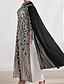abordables Longueur du plancher-Robe cape A-Line Mère de la mariée Élégante Col bateau Cristaux Longueur au sol Manches longues avec broderie en dentelle