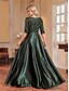 billige SVART-A-Line Quinceanera Kjoler Elegant Kjole Formell Bryllup Gulv Lengde Lang Erme V Utringning Polyester med Paljetter