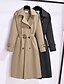 preiswerte Trenchcoats-Damen Trenchcoat Bequem Knöpfe Tasche Mode Modern Einfach Ausgehen Wochenende Doppelreihig Lang Umlegekragen Normale Passform Langarm Oberbekleidung Schwarz Khaki Herbst Winter