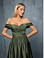 ieftine Semi-formal / Cocktail-Rochii A-Line quinceanera rochie elegantă formală de nuntă lungă pe jos fără mâneci fără bretele din satin fără spate cu pliseuri