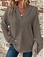 billige Teksturert hettegensere og sweatshirt-Dame Bluse Helfarge Stilfull Fritid Langermet Med hette Vanlige topper Daglig Knapper Svart Militærgrønn Navyblå Blå Brun Vår Høst Vinter
