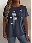 billiga T-shirts i plusstorlekar-Dam Extra stor storlek Blast T-shirt Blommig Randig Mönster Kortärmad Rund hals Ledigt Dagligen Polyester Sommar Vit Ljusgrön