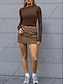 billige Plain t-skjorte-Dame Trange topper Helfarge Stilfull Fritid Y2K Langermet Crew-hals Crop Tops Daglig Ferie Ut på byen Svart Hvit Rosa Brun Sommer Vår